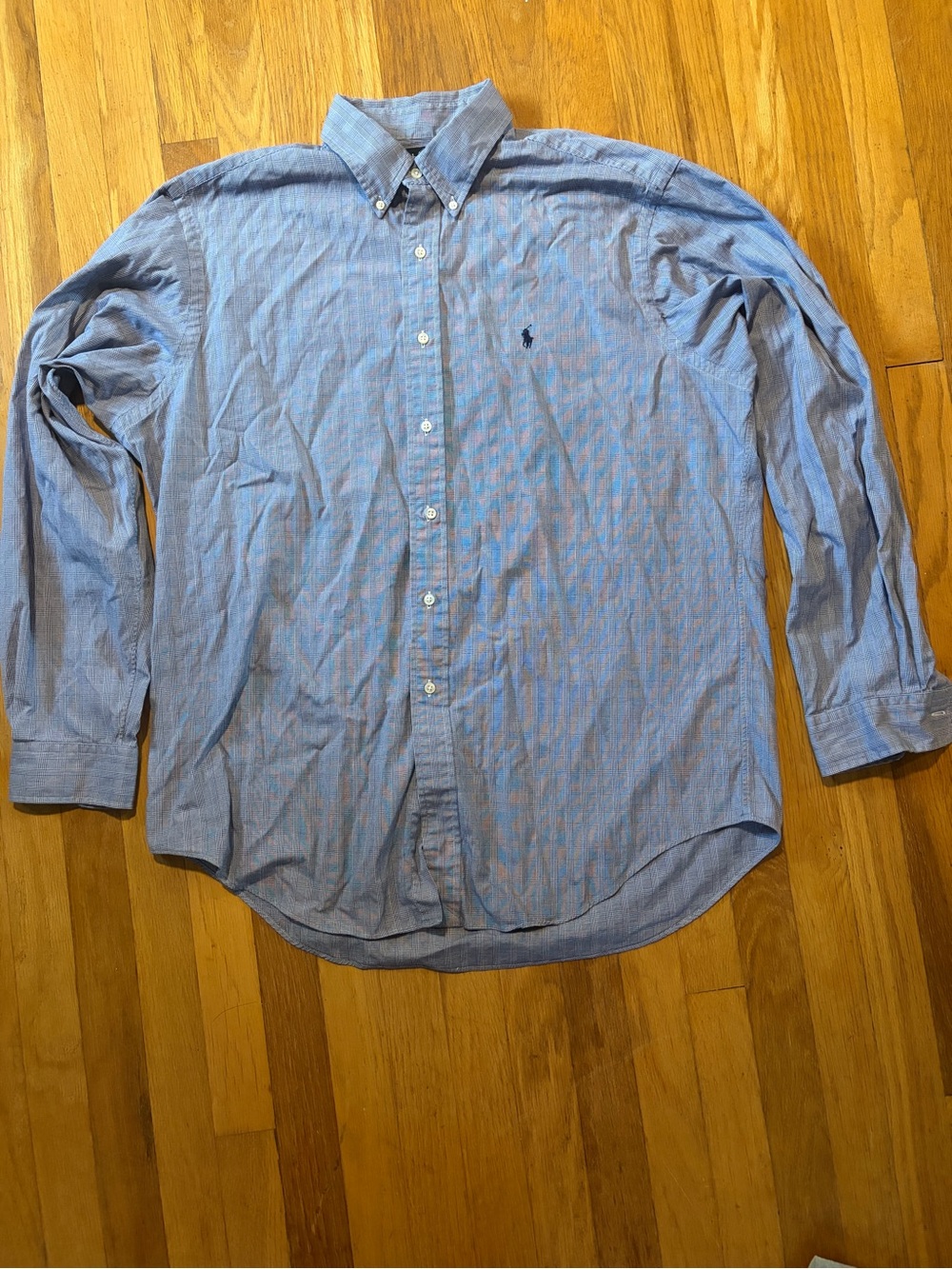 Ralph Lauren Light Blue Striped Button-Down Dress Shirt